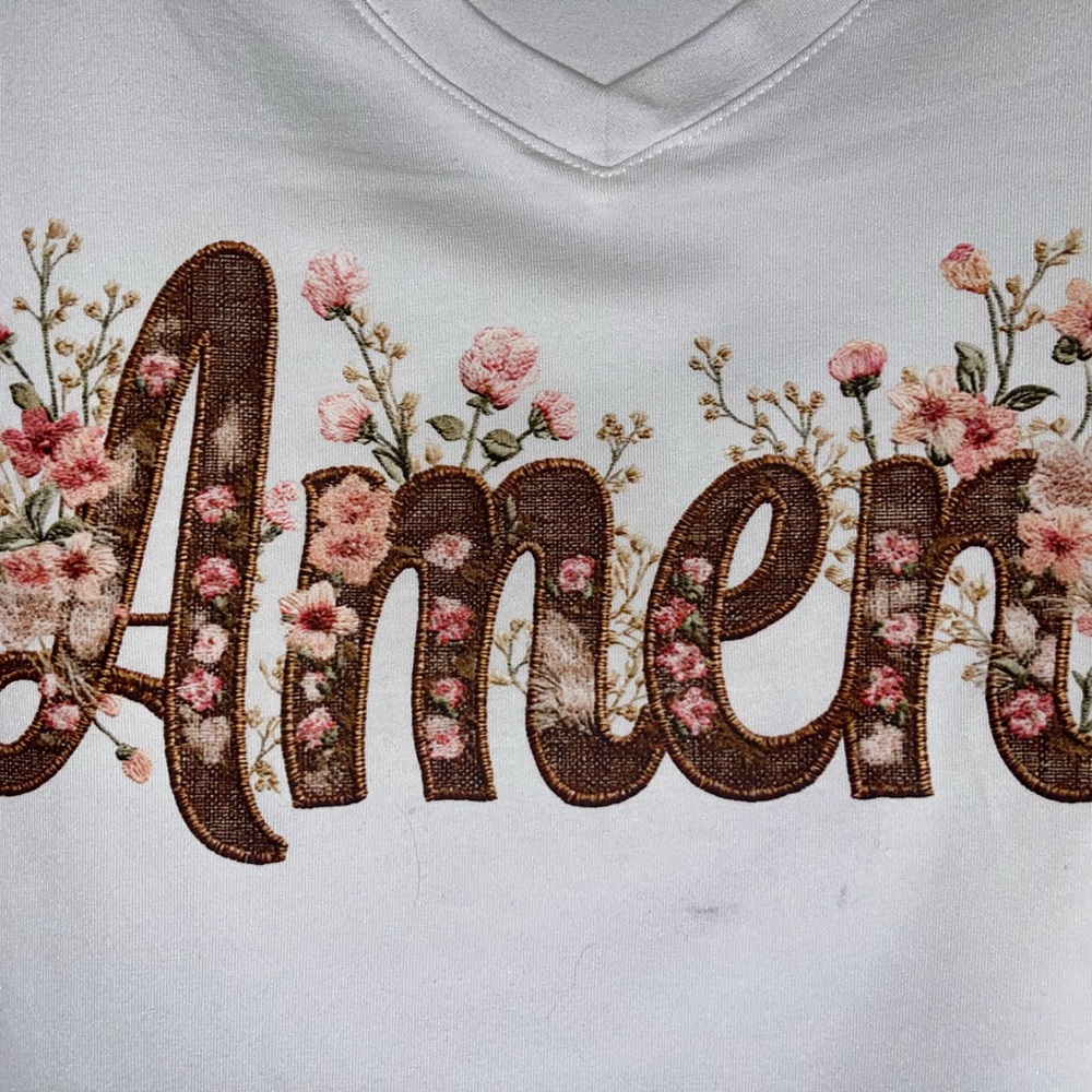 Terra & Sky White Floral Long Sleeve Custom Tee